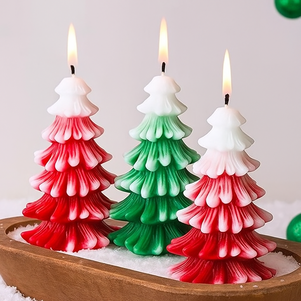 Handcrafted Christmas Tree Candle Set – Festive Home Décor & Perfect Gift