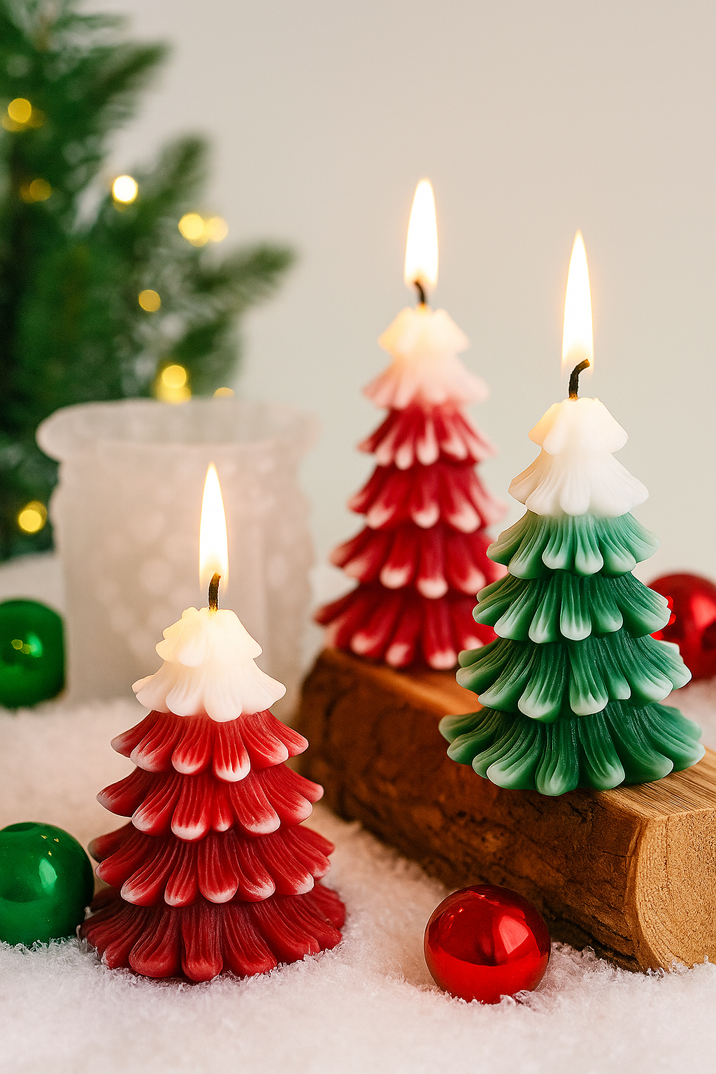 Handcrafted Christmas Tree Candle Set – Festive Home Décor & Perfect Gift